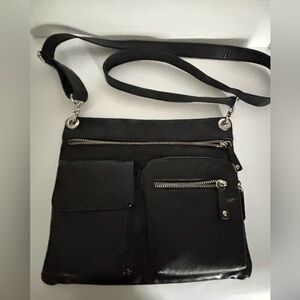 ili New York Black Leather Crossbody Bag  with Shipping Cost Discount